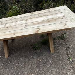 Garden Outdoor Patio Farmhouse Dining Table X Leg Or H - Treated With Breadboard End - thumbnail 3