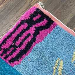 Handmade Boujaad Moroccan Rug Mid-Century Modern Wool Area Rug - thumbnail 4
