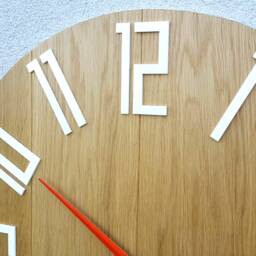 Large Wall Clock - Wood With White Numbers & Orange Clock Hands Slim_Wood 23 - thumbnail 2