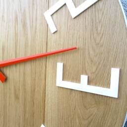 Large Wall Clock - Wood With White Numbers & Orange Clock Hands Slim_Wood 23 - thumbnail 3