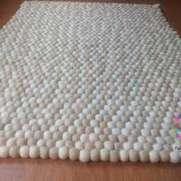 Handmade Wool Felt Ball Rug White & Off-White - thumbnail 3
