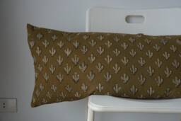 Cactus Lumbar Pillow Cover Indian Block Print, Natural Dye - thumbnail 1