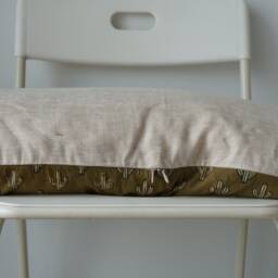 Cactus Lumbar Pillow Cover Indian Block Print, Natural Dye - thumbnail 3