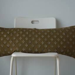 Cactus Lumbar Pillow Cover Indian Block Print, Natural Dye - thumbnail 2