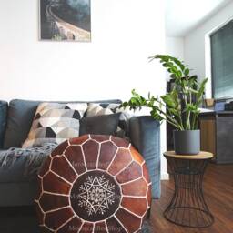 Handmade Moroccan Leather Pouf Ottoman Foot Stool, Home Decor - thumbnail 4