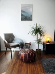 Handmade Moroccan Leather Pouf Ottoman Foot Stool, Home Decor - thumbnail 1