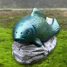 Concrete Fish Statue Outdoor Stone Pond Decoration Handcrafted Koi Sculpture Cement Ornament Coastal Garden Figurine Yard Art - thumbnail 2