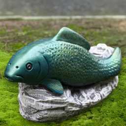 Concrete Fish Statue Outdoor Stone Pond Decoration Handcrafted Koi Sculpture Cement Ornament Coastal Garden Figurine Yard Art - thumbnail 4