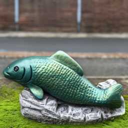 Concrete Fish Statue Outdoor Stone Pond Decoration Handcrafted Koi Sculpture Cement Ornament Coastal Garden Figurine Yard Art - thumbnail 3