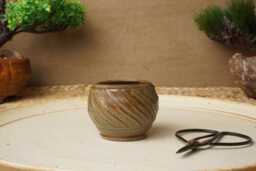 Handmade Brown Green Mame Bonsai Pot. G1628 - thumbnail 1