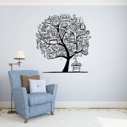 Tree With Books Wall Decal Library Vinyl Sticker Education Home Art Design Murals Modern Room Interior - 11Nr - thumbnail 1