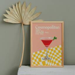 Colourful Cosmopolitan Cocktail Print - Retro, 70S Aesthetic, Bright Pastels, On Trend Fashion Prints, Bar Poster, Kitchen Cosmo Art - thumbnail 3