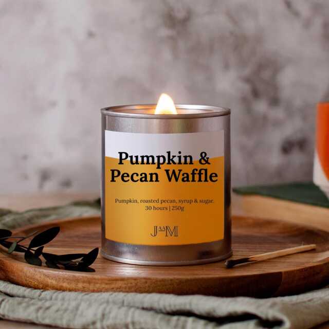 Pumpkin Pecan Waffle Wood Wick Candle - Autumn Home Fragrance Autumnal Scent Spice - image 1