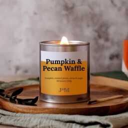 Pumpkin Pecan Waffle Wood Wick Candle - Autumn Home Fragrance Autumnal Scent Spice - thumbnail 1