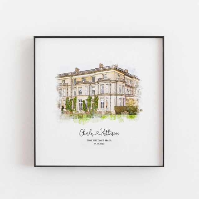 Wedding Venue Print, Gift, 1st Anniversary Present, Sketch, Painting From Photo, Personalised Drawing, Couple Gift - image 1