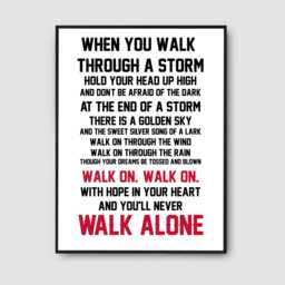 You'll Never Walk Alone Lyrics Print - Liverpool Fc Anthem Wall Art, Anfield Song Poster, Inspirational Reds Football Fan Gift For Home - thumbnail 1