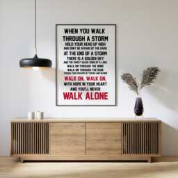 You'll Never Walk Alone Lyrics Print - Liverpool Fc Anthem Wall Art, Anfield Song Poster, Inspirational Reds Football Fan Gift For Home - thumbnail 2