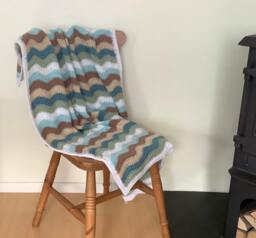 Crib/Cot Stroller Blanket .' Beach Glass' . Ripples. Crochet. Blues Baby..uk Seller - thumbnail 1
