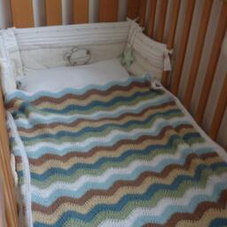 Crib/Cot Stroller Blanket .' Beach Glass' . Ripples. Crochet. Blues Baby..uk Seller - thumbnail 3