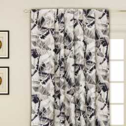 Abstract Triangles Printed Cotton Embroidery Curtain Panels - Rod Pocket, Grommet, Box Pleat, Three Pinch Tab Top & Plain Ring Top - thumbnail 1