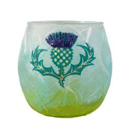 Hand Decorated Scottish Thistle Votive Candle Holder - thumbnail 2