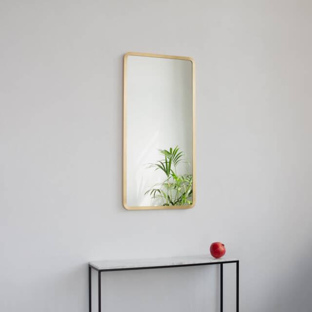 Quadris??? Rectangular Contemporary Mirror With Handcrafted Brass Full Frame - image 1
