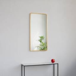 Quadris??? Rectangular Contemporary Mirror With Handcrafted Brass Full Frame