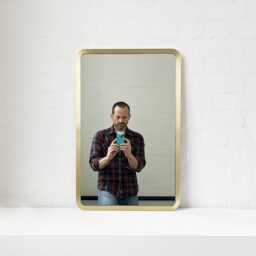 Quadris??? Rectangular Contemporary Mirror With Handcrafted Brass Full Frame - thumbnail 3