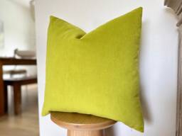 Lime Chartreuse Velvet Pillow Cover - Designer Decorative Cushion - thumbnail 1