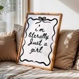 I'm Literally Just A Girl Wall Print, Coquette Girly Art, Black & White Decor, Aesthetic Bows, Trendy Bedroom Poster - thumbnail 2