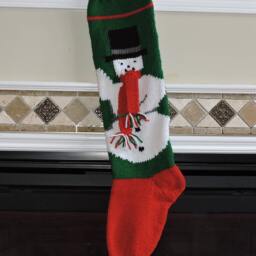 Snowman With Scarf - Hand Knit Christmas Stocking - thumbnail 3