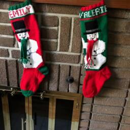 Snowman With Scarf - Hand Knit Christmas Stocking - thumbnail 4
