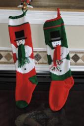 Snowman With Scarf - Hand Knit Christmas Stocking - thumbnail 1