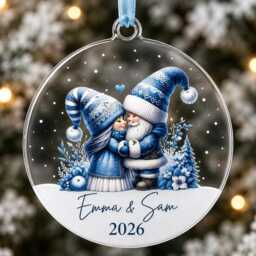 Personalised Cute Couple Christmas Acrylic Bauble Tree Ornament - thumbnail 3