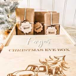 Personalized Wooden Christmas Eve Box, Engraved Family Xmas Keepsake - 25cm - thumbnail 2