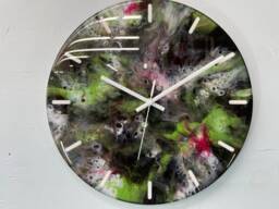 33cm Black Green White & Blood Red Abstract Modern Resin Wall Clock, Unusual Decor, Unique Clocks