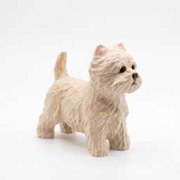 Hand Carved Wooden Westie Figurine, Rustic White Terrier Dog Sculpture, Folk Art Pet Memorial Gift For Lovers, Desk Decor - thumbnail 2