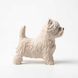 Hand Carved Wooden Westie Figurine, Rustic White Terrier Dog Sculpture, Folk Art Pet Memorial Gift For Lovers, Desk Decor - thumbnail 3