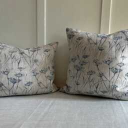 Cow Parsley Linen Cushion Cover Zoe Glencross British Designer Fabric - thumbnail 3