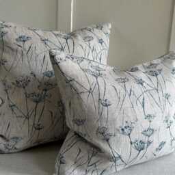 Cow Parsley Linen Cushion Cover Zoe Glencross British Designer Fabric - thumbnail 2