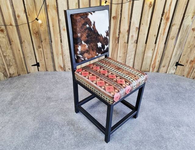 Cowhide Dining Chair - & Aztec Leather - Made Using Genuine Cowhide Steel Farmhouse Custom Made Fpdc - image 1