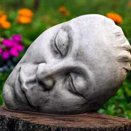 Concrete Face Figurine Large Head Bust Stone Human Sculpture Cement Woman Statue Massive Garden Art Decor Lawn Ornament - thumbnail 3