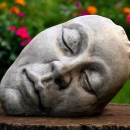 Concrete Face Figurine Large Head Bust Stone Human Sculpture Cement Woman Statue Massive Garden Art Decor Lawn Ornament - thumbnail 1