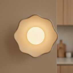 Handmade Sculptural Wall Light - Hand-Carved Scalloped Sconce - thumbnail 2