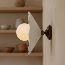 Handmade Sculptural Wall Light - Hand-Carved Scalloped Sconce - thumbnail 4