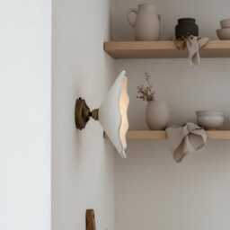 Handmade Sculptural Wall Light - Hand-Carved Scalloped Sconce - thumbnail 3