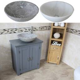 Grey Painted Bathroom Vanity Unit - Quartz Top Marble Basin Choice 310Ggqsbc - thumbnail 2