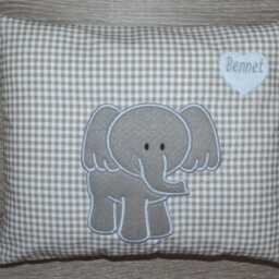 Elephant Pillow, Name Pillow Elephant, Christening Birth Elephant Children's With Name, Handmade - thumbnail 3
