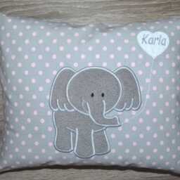 Elephant Pillow, Name Pillow Elephant, Christening Birth Elephant Children's With Name, Handmade - thumbnail 2