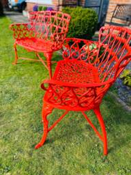 A Pair Of Heavy Wrought Iron Garden Benches Love Seats - thumbnail 1